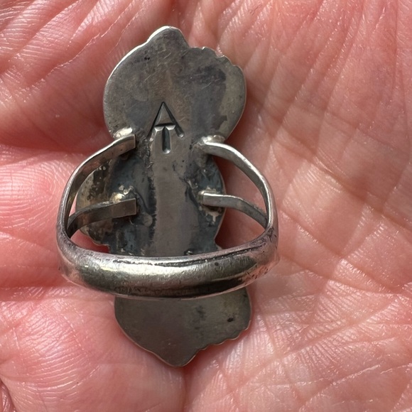 Turquoise & Coral Triple Stack Sterling Silver 925 Ring, Size 7.25 - Picture 2 of 2